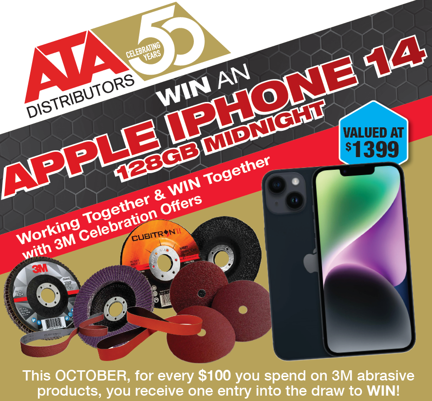 Win an iPhone 14 this October when you buy 3M abrasives!