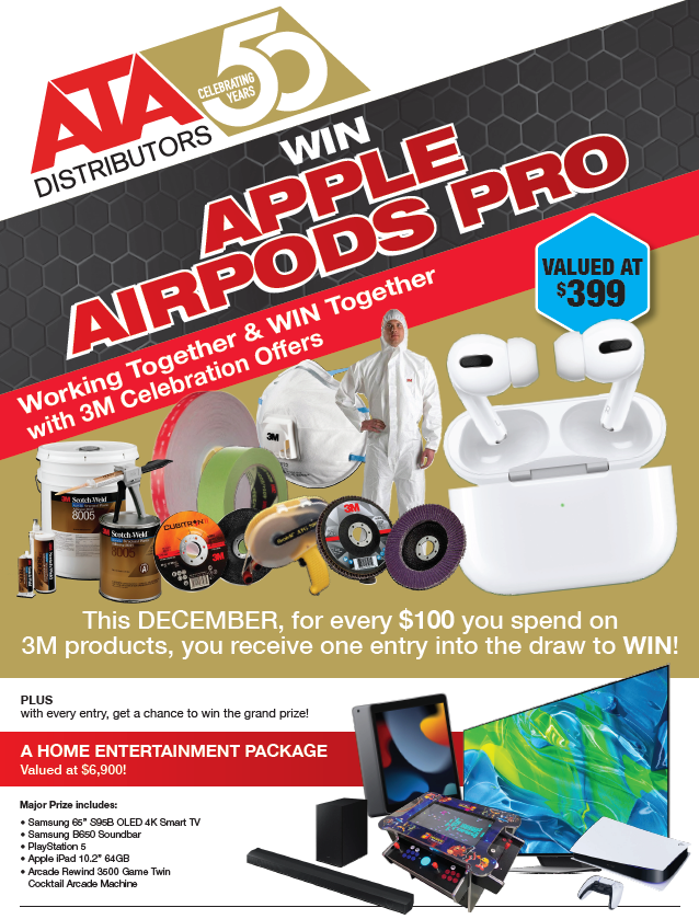 LAST MONTH! Win a home entertainment package when you buy 3M from ATA