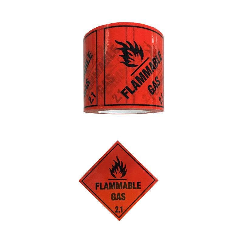 FLAMMABLE GAS 2.1 Label Black On Red 100mmx50m